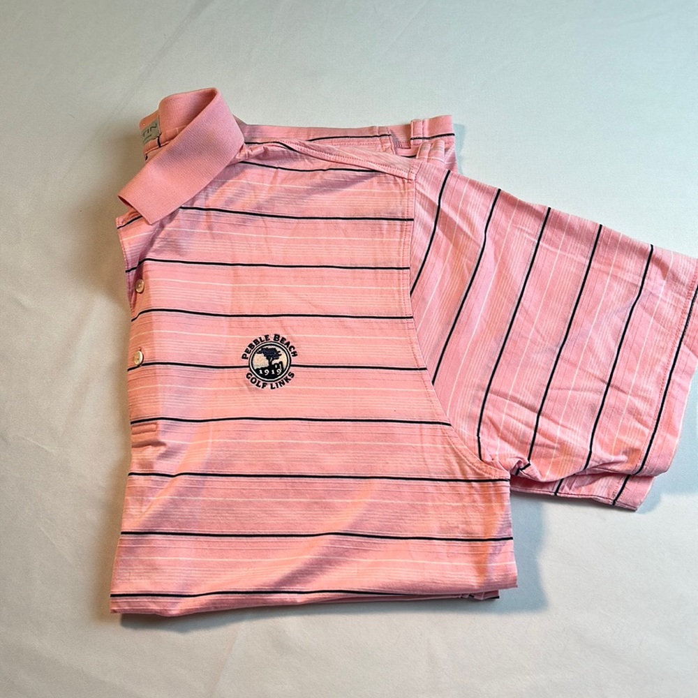 Martin timeless as the game short, sleeved large, pink, and black polo